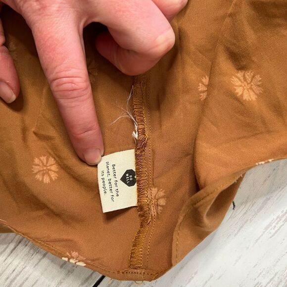 Madewell warm Hickory bloom dot tie-neck tiered min dress XS - Picture 5 of 10